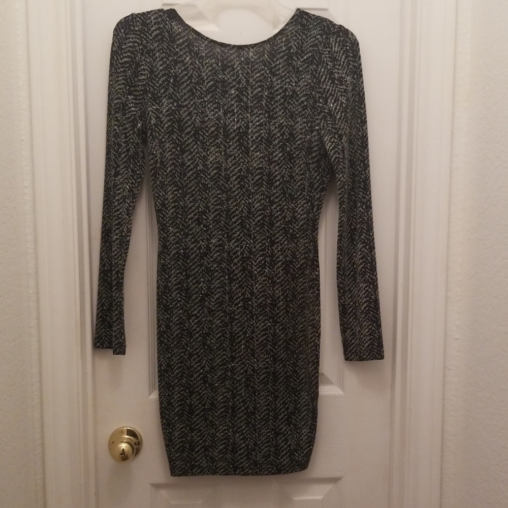 Holiday formal blk and silver sequin dress